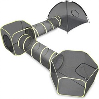 Enclos pour chat en nylon moderne 5 en 1, tente extérieure avec tunnel et maison, parc portable pour chats, chiots et petits animaux