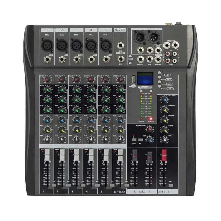 CT6 Profesional Música Estéreo DJ 6 Canales Mezclador de Audio con MP3 Consola Mezcladora de Audio mejor mezclador de audio