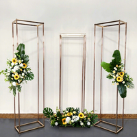 Arche de mariage rectangulaire dorée en métal pour présentation florale, support de toile de fond, décoration de mariage en métal doré, support à fleurs