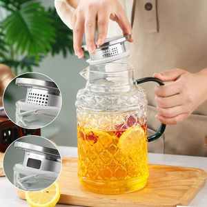 Haitang Glass Cooling Water Kettle Set With Lid 1 Pot 4 Cups Classic Engraved Dishwasher Safe Party <b>Dinnerware</b> - Product Image 6