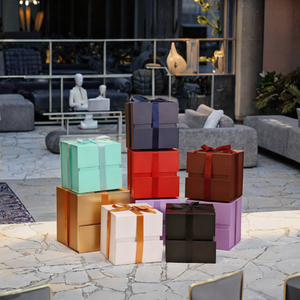 定制方形折叠盒大容量可回收白色橙色深红色条纹钱包礼品铜版纸冲压蜡烛 - Product Image 3