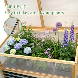 Heavy-duty Wood Frame Raised Garden Bed Hinged Lift-Up Greenhouse Cold Frame Cover Eco-Friendly Outdoor Indoor Home <b>Trellis</b> - Product Image 2