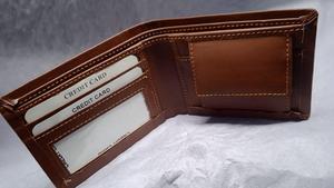 Mini portefeuille en cuir véritable vintage pour hommes, multifonctionnel à la mode, fermeture ouverte, plusieurs fentes pour cartes, protection RFID, vente en gros - Product Image 2