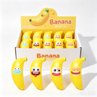 Jouet Squishy Banane avec Visage Amusant, Forme de Fruit, Jouet Anti-Stress et Anti-Anxiété à Presser, Vente en Gros, Boîte de Présentation