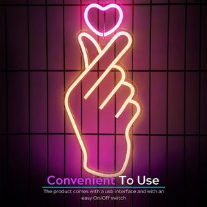 Finger Heart Letreros Neon LED indoor hanging ambient light shop <b>sign</b> wall decoration light entrance indicator light 5v 12v - Product Image 1