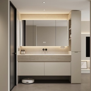 BALOM Modern Style Bathroom Cabinet Wood MDF Plywood Melamine Modular Vanity with Smart Mirror Ready to Assemble OEM - Product Image 1