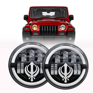 Phares Led 7 pouces pour 2010 + accessoires <span class=keywords><strong>Mahindra</strong></span> Thar lumières Led hors route pour accessoires <span class=keywords><strong>Jeep</strong></span> Wrangler JK avec clignotants - Product Image 1