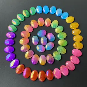 Natural Semi-precious Stone Crafts Bead Cabochon Flat Back Aura Crystal Cabochon Stone For Jewelry Making