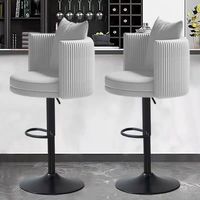 Tabouret de bar de luxe - Chaise haute réglable en hauteur avec fonction pivotante, revêtement en cuir véritable pour îlot de cuisine et bar à domicile