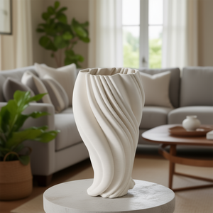 Vaso Waveform contemporaneo in porcellana stampato in 3D per decorazioni da soggiorno e casa - Product Image 3