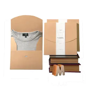 Упаковка из ткани для футболок, коробка из крафт-бумаги, бумажный конверт для одежды на заказ