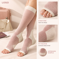 Chaussettes de compression blanches à bout ouvert, pour le sport, à compression graduée pour le mollet, OEM, marque privée, échantillonnage en vrac, emballage