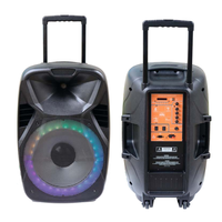 Enceinte active professionnelle 2 voies avec anneau LED, woofer 15 pouces, enceinte Bluetooth sur chariot