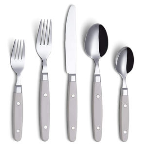 Ensemble de couverts Inox Menagere 24 pièces avec manche en rivet effet bois, cuillère, fourchette, couteau à steak, couverts en vrac, vente en gros - Product Image 6