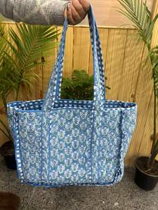 Sac fourre-tout en coton de qualité supérieure, sac de shopping/sacs à bandoulière, sac matelassé pour femme, sac de voyage week-end, sac de transport, sacs fourre-tout faits à la main - Product Image 2