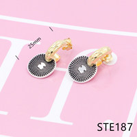 BLLYF141- TE Bijoux tendance pour femmes en argent sterling 925, boucles d'oreilles créoles et clous en zircon en forme de goutte et d'étoile