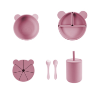 Nouveau bol d'alimentation alimentaire divisé Silicone bébé plats enfant dîner aspiration bébé Silicone vaisselle assiette bol ensemble avec couvercle tasse à bec