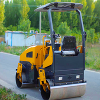 Mini rouleau de route autoporté de 2 tonnes avec double tambour pour moteur essence/diesel Petit compacteur vibrant Machine à composants pour moteur à noyau