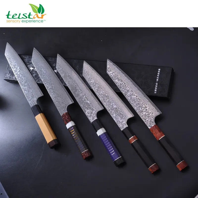 दमिश्क Gyuto चाकू संभाल रसोई चाकू महाराज चाकू के साथ Octagcnal स्थिर लकड़ी धातु Kiritsuke Sashimi सामन सुशी 8 इंच