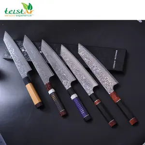 Damasco gyuto facas de cozinha com cabo, facas de chef de cozinha com octogcnal estabilizado madeira metal kiritsuke sashimi salmon sushi 8 polegadas