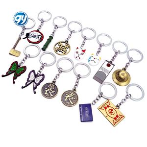 Llavero de mariposa con máscara de zorro de Demon Slayer, colgante de la Diosa del Sol de <span class=keywords><strong>Tanjiro</strong></span> Kamado, joyería de anime de aleación, artesanía de metal - Product Image 2