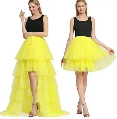 Vrouwen Mode Bruiloft Mesh Afneembare Staart Rokken Hoge Taille 4xl Plus Size Tutu Gelaagde Lange Rok Voor Feest