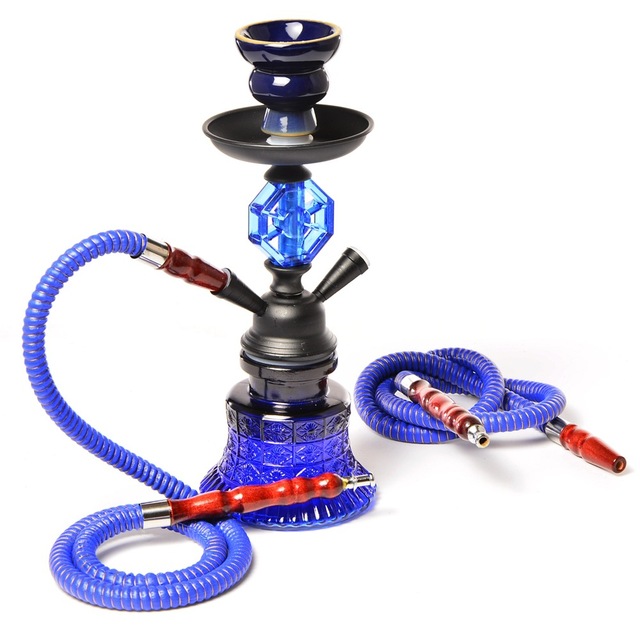 Pretty Arabian Head Medium Size With 2 Hoses Glass Percolator Vase of Green Red Shisha Hookah for Best Gift