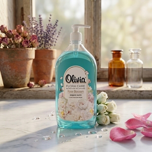 Rose Blossom pH-Balanced Moisturizing <b>Liquid</b> Hand Soap with Panthenol Glycerin and Natural Extracts 1 L Olivia Flora Care - Product Image 2