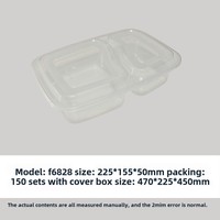 Boîte en plastique jetable à double compartiment de 1000ml pour restauration rapide Emballage rectangulaire pour restaurant à emporter Salade de sushi style américain