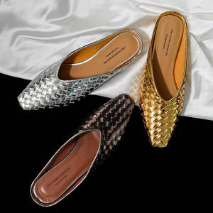 XINZI RAIN Sandali Estivi Personalizzati da Donna, Ciabatte Casual con Punta Quadrata, in Vera Pelle Intrecciata, Tacco Medio 4cm, Sandali Piatti Tipo Mule - Product Image 2