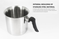 Casserole à double paroi en acier inoxydable de 1,6 L avec sifflet, idéale pour faire bouillir du lait, avec couvercle, pour bougies et savons