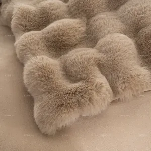 Best Seller 150-400cm Width Bubble Faux Rabbit Fur Fabric Factory Direct Good Price No Shedding For Garment Bedding Rug Throw