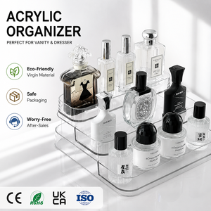 Support de présentation en acrylique transparent à trois niveaux pour parfums, cosmétiques et figurines d'<span class=keywords><strong>action</strong></span>, organisateur de bureau pour la coiffeuse de chambre - Product Image 1