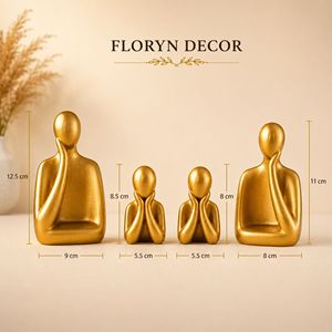 Ensemble de Statues Décoratives Famille Dorée, Sculpture de Luxe en Résine, Décoration Moderne pour la Maison, Présentoir de Table, Collection Cadeau - Product Image 2