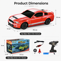 Coche de Carreras a Control Remoto Ford Shelby GT500 1/24, Vehículo de Alta Velocidad para Niños, Juguete de Carreras a Control Remoto