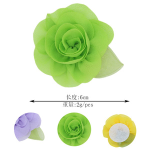 Fabriqué en usine broche fleur vêtements accessoires haute qualité multicolore Stock tissé en mousseline de soie fleurs coupées tissus pour robe - Product Image 2