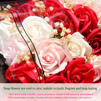 Bouquet de savon personnalisé 33 roses pour la Saint-Valentin, cadeau pour la fête des mères, bouquet de savon pour petite amie, boîte cadeau de fleurs, fleurs faites à la main