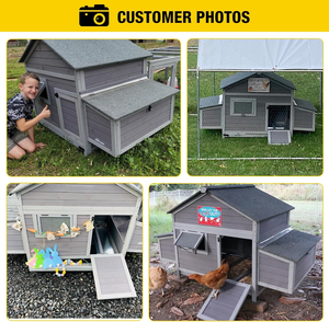 Poulailler nidification double et poulailler pour canards avec course supplémentaire Compatible avec les portes automatiques Matériau en bois pour 4-6 poulets - Product Image 2