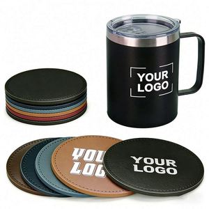 Sous-verres personnalisés avec logo d'entreprise, sous-verres en cuir PU en gros, sous-verres ronds antidérapants pour boissons, restaurants, hôtels, sous-verres promotionnels - Product Image 1