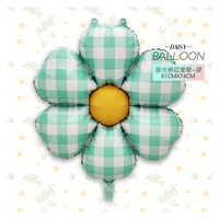 Nouveaux Ballons en Aluminium Épais Mat à Carreaux Motif Marguerite pour Fête d'Anniversaire, Décoration d'Ambiance Extérieure pour Enfants et Accessoires Photo