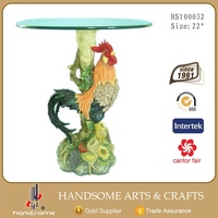 Table basse en verre avec animal en résine de 24 pouces, léopard, avec modèle peint et technique de peinture, produit fini