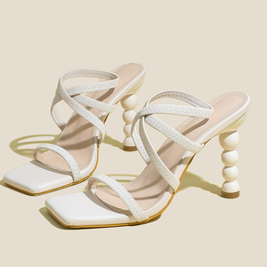 2023 New High-heeled Contoured Heel Elastic One-foot Strap Comfortable Sandals 35-42 - Product Image 3