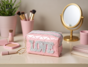 Portamonete Mini Love con Motivo a Diamanti Rosa, Cerniera e Cinturino da Polso, in Microfibra e Pelle Sintetica per Donne, 5 Pollici - Product Image 2