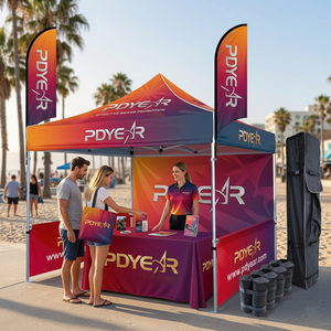 เต็นท์พับได้สำหรับงานแสดงสินค้า ขนาด 10x10 ฟุต (3x3 เมตร) พิมพ์โลโก้ตามสั่ง สำหรับโฆษณาภายนอกอาคาร เหมาะสำหรับงานแสดงสินค้า งานอีเว้นท์ ตลาดนัด และร้านอาหาร - Product Image 1