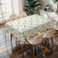 Nappe carrée en plastique RNPT, motif plantes vertes, résistante à l'huile et à la poussière, pour table de salle à manger intérieure