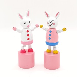 Wooden Push Puppet Rabbit Snowman Bear Spring Loaded Collapsible <strong>Toy</strong> Stress Relief Fidget <strong>Desk</strong> Decor for Kids Retro Sensory <strong>Toy</strong> - Product Image 1