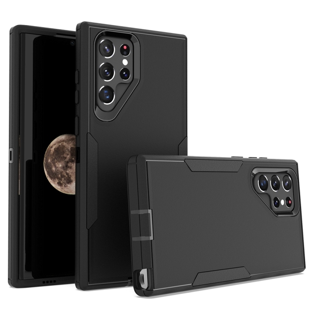 High Quality Phone case for Galaxy S22 Ultra 5G 2 in 1 Magnetic PC + TPU Phone Case(Black)