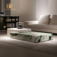 Ensemble de tables basses de luxe personnalisées en pierre naturelle, style nordique, pour hôtel, salon, meubles en marbre