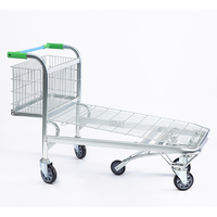 Chariot de transport de marchandises robuste pour entrepôt, chariot à plateforme en fil métallique, capacité de 500 kg, transporteur de matériel logistique avec 4 roues