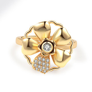 Adjustable Rotating Flower <b>Ring</b> Micro Insert Zircon Copper Gold Plated Tarnish Free <b>Stress</b> Relief Jewelry For Women - Product Image 3